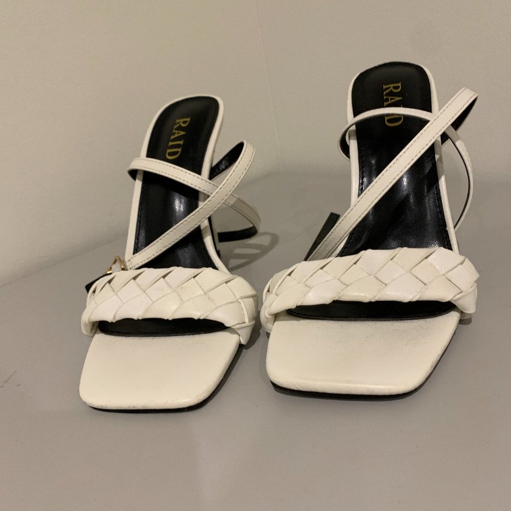 RAID Judy plaited heeled sandals in white
